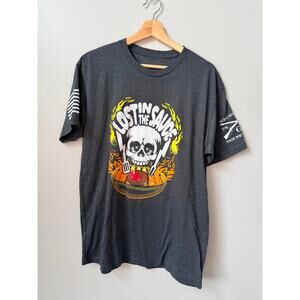 Grunt Style Men's Graphic Lost In The Sauce Skull Hamburger Flame Shirt Size L